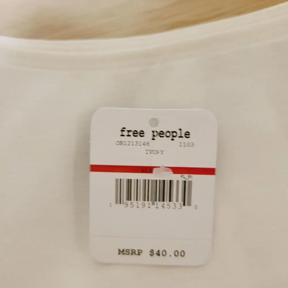 NEW Intimately Free People Shirt XS White Stretch Knit Puff Sleeve  Crop Top
